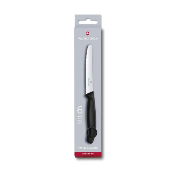 Swiss Classic | Juego de 6 Cuchillos Negros de Mesa 11 cm Filo Dentado - 6.7833.6 - Imagen 2