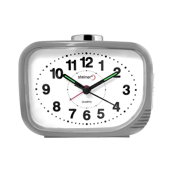 Reloj Despertador | Análogo Semicuadrado, Gris – BM11002GR