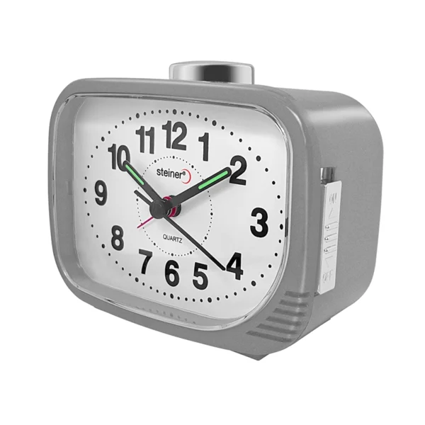 Reloj Despertador | Análogo Semicuadrado, Gris – BM11002GR - Imagen 2