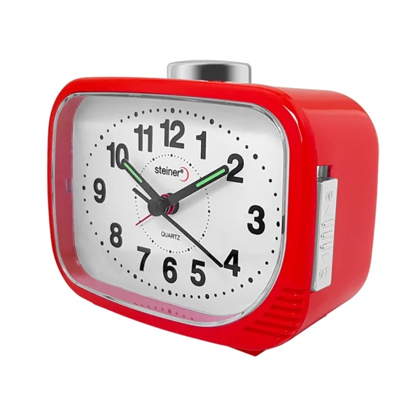 Reloj Despertador | Análogo Semicuadrado, Rojo – BM11002RD - Imagen 2