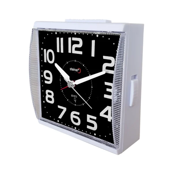 Reloj Despertador | Análogo Cuadrado, Blanco – BM11802WH - Imagen 2