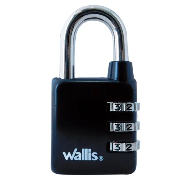 Wallis | Candado Combinación 3 Discos Arco Grueso Negro - A810316