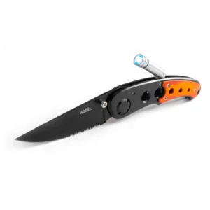 Wallis | Navaja de bloqueo con linterna luz LED, mango tipo madera y clip- K270337