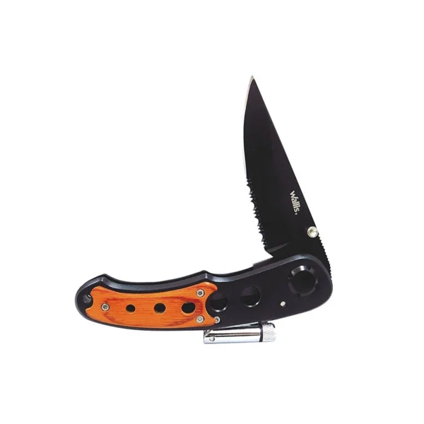 Wallis | Navaja de bloqueo con linterna luz LED, mango tipo madera y clip- K270337 - Imagen 2