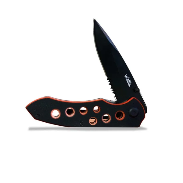 Wallis | Navaja de bloqueo, mango PVC negro con rojo y clip - K900310 - Imagen 2
