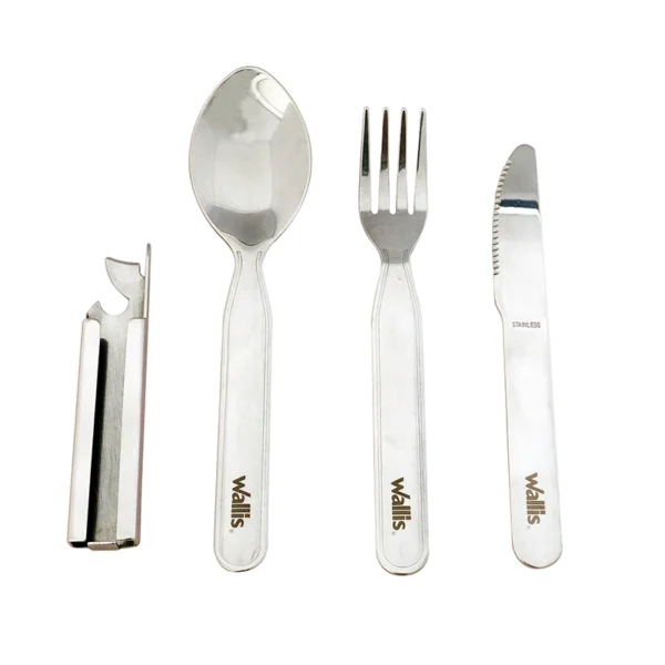 Wallis | Cubiertos para campismo de acero inoxidable, dureza 48-52 - K900660