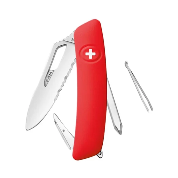 Swiza | Navaja ORIGINAL Single Hand SHO2 TR Wavy Edge, Rojo - KST.0020.1000