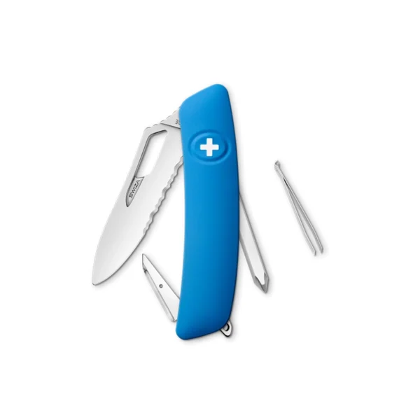 Swiza | Navaja ORIGINAL Single Hand SHO2 TR Wavy Edge, Azul  - KST.0020.1030