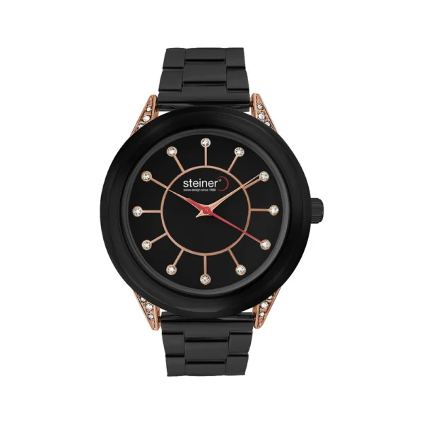 Reloj Dama | Anillo de Cristales, Negro Ø 37 mm - ST24283WQ