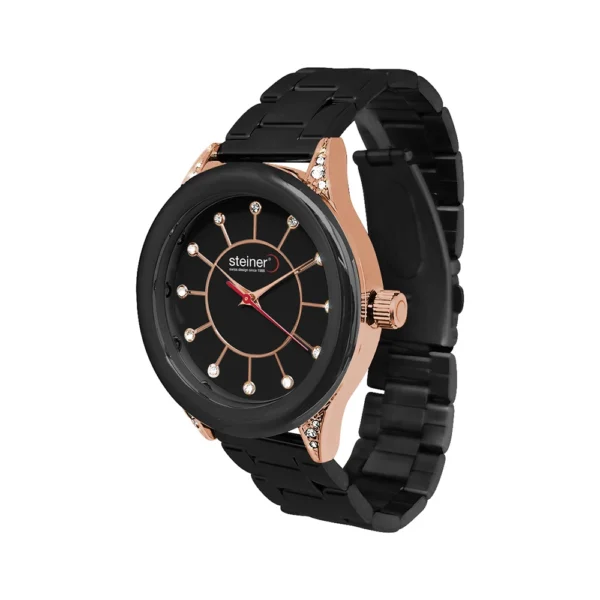 Reloj Dama | Anillo de Cristales, Negro Ø 37 mm - ST24283WQ - Imagen 2