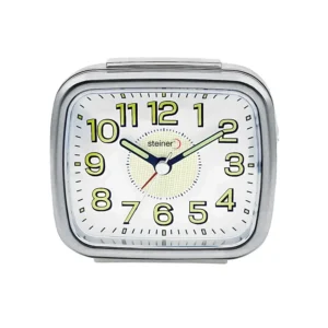 Reloj Despertador Análogo Cuadrado - Plata