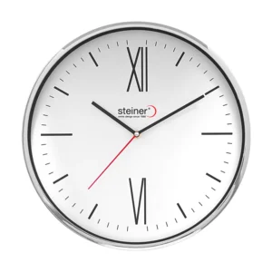 Reloj de Pared Análogo, 36 cm - Blanco / Plata