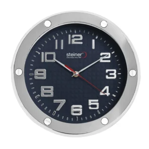 Reloj de Pared Análogo, 30 cm - Azul / Plata