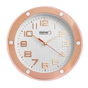 Reloj de Pared Análogo, 30 cm - Blanco / Oro rosado