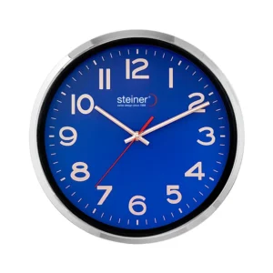 Reloj de Pared Análogo, 30 cm - Azul / Plata